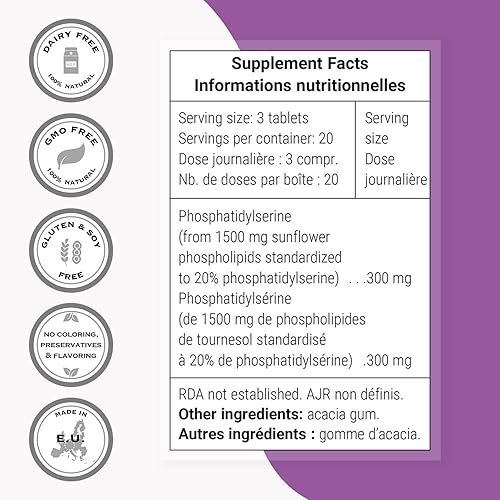 Miniatura 4 de Supersmart - Suplemento PS100 de 300 mg por día (fosfatidilserina) - Salud y protección del cerebro - Soporte de memoria | Sin OMG y sin gluten - 60