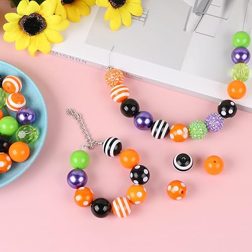 Miniatura 3 de 50 cuentas de goma de mascar de sirena de 0.787 pulgadas, 12 estilos mixtos de plástico jumbo, cuentas acrílicas gruesas y sueltas, cuentas