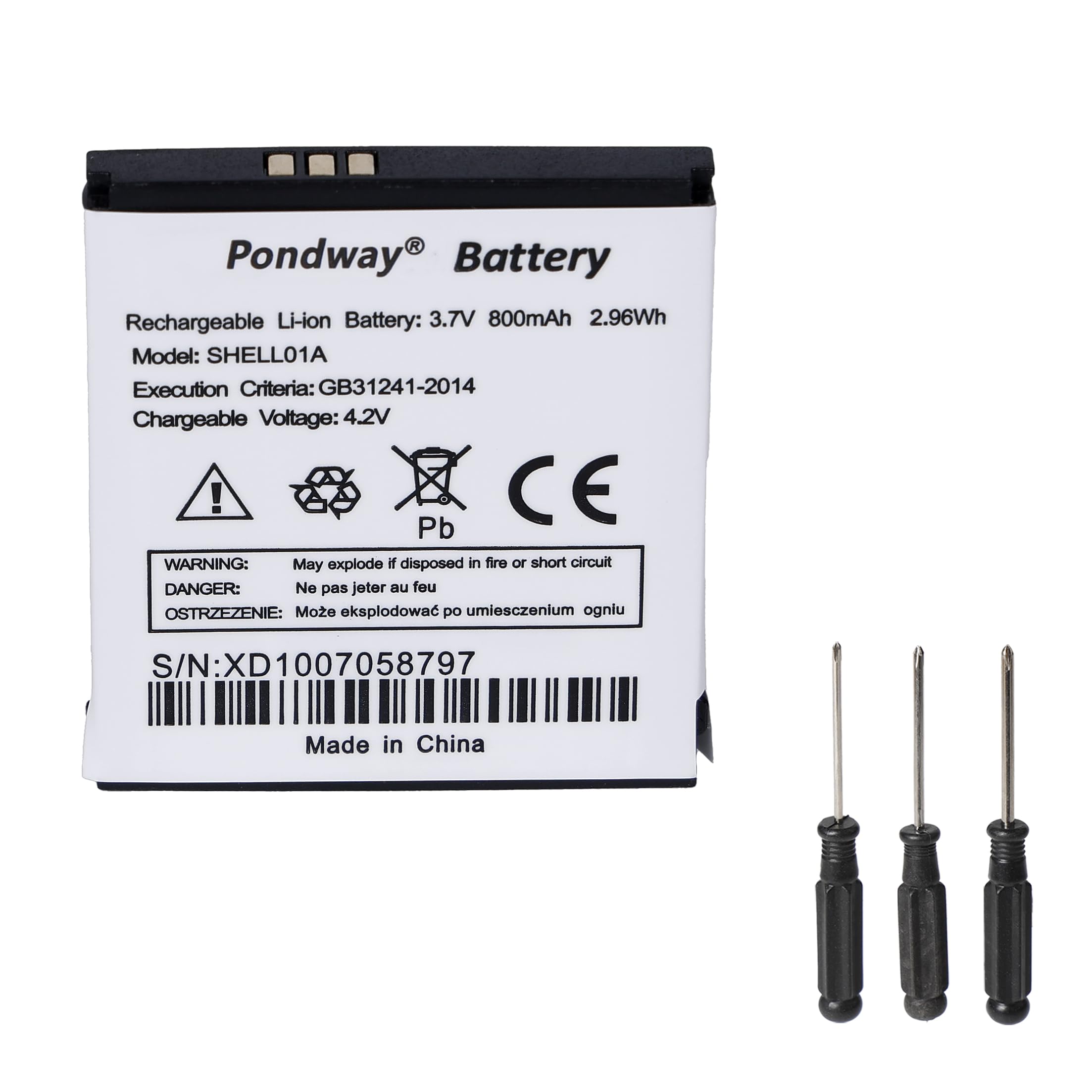 800mAh 3.7V SHELL01A Batterie de remplacement Compatible avec Doro Phone Easy 605 610 611 612 632 622 520X 409 410 409 409 GSM 410 GSM 605 GSM 606 607 608 609 613 624 625 626 631 632 632S Téléphone