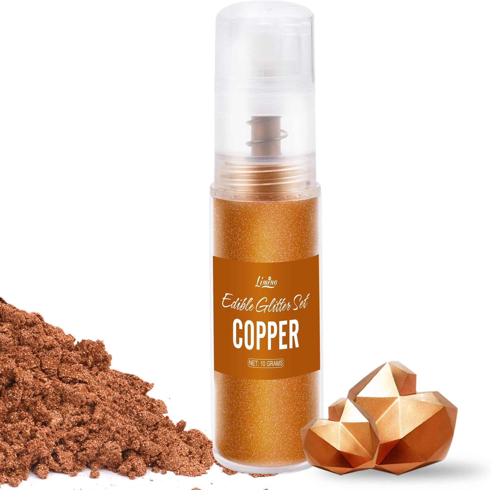 Edible Glitter Spray - 10g Edible Luster Dust Metallic Food Grade Coloring Glitter for Drinks, Cake Decorating, Baking - Edible Dust Powder Shimmer Dusting Powder for Icing, Chocolate, Candy (Copper)
