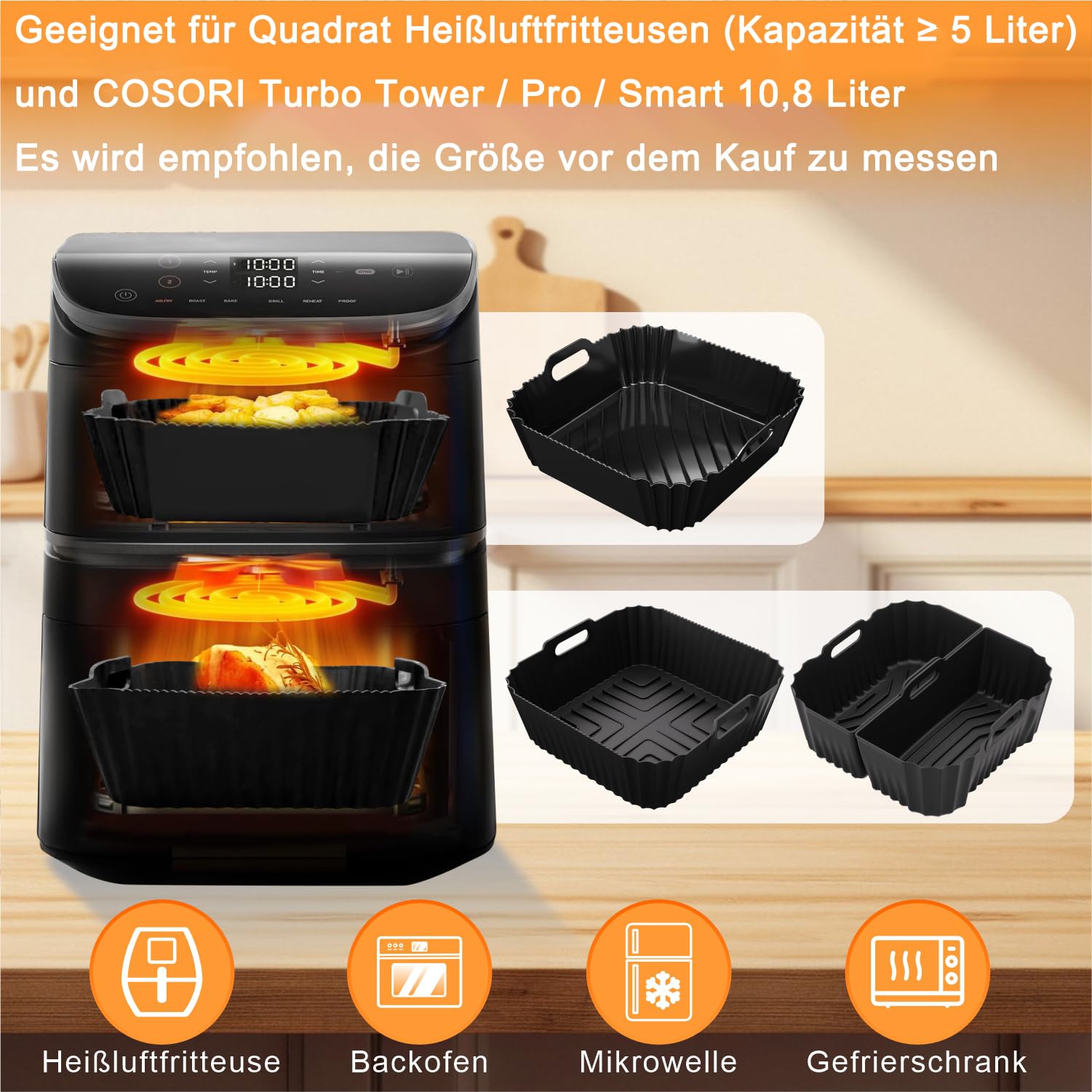 Heißluftfritteuse Zubehör für Cosori Turboblaze 6 L XXL 5,7 6,2L, Ninja Airfryer MAX PRO 6 2 Liter Zubehör Airfryer Zubehör für Philips 2000 NA230 6,2 L 7000 Serie XXL 8,3 L BPA