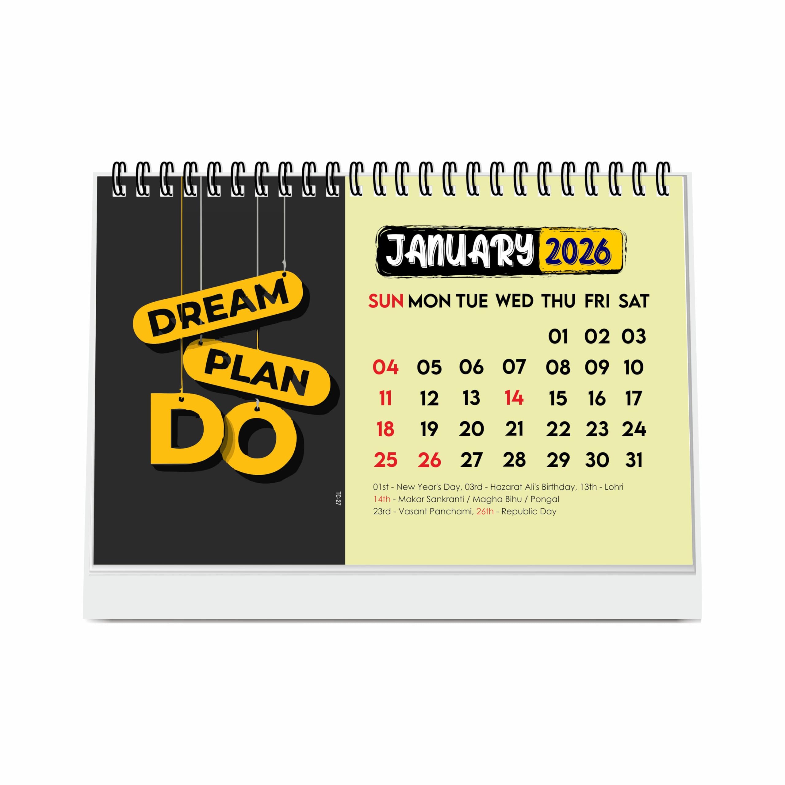 ESCAPER Dream Plan Do Motivational Desk Calendar 2026, A5 Size, Inspirational Quotes, New Year Gift for Desk & Office