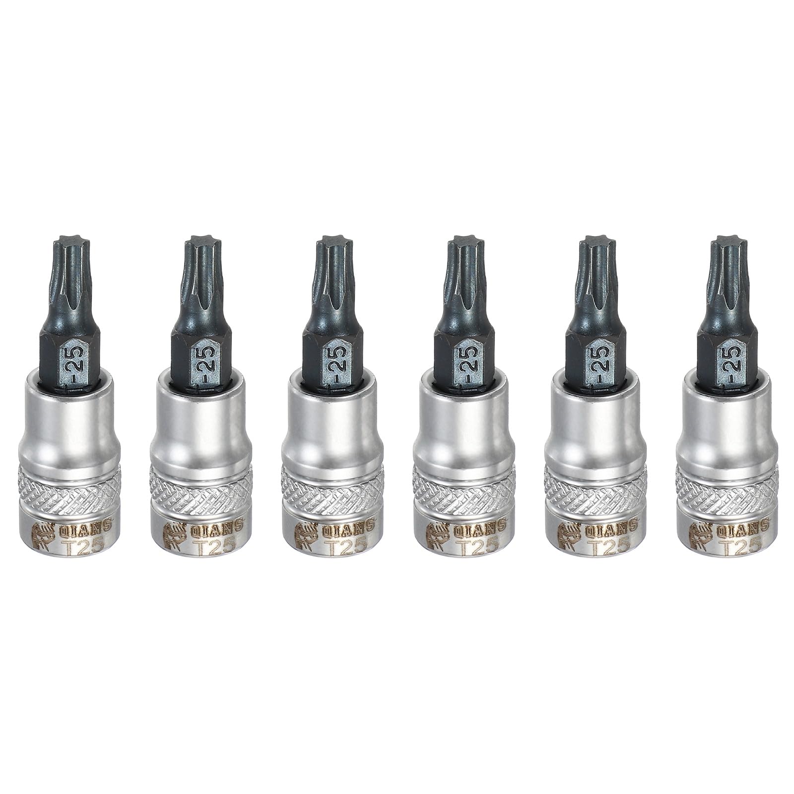 sourcing map 6Pcs Torx Bit Socket 1/4" Drive T25 S2 Steel Star Head Screwdriver Drill Bits CR-V Steel Socket Adapter for Home Auto Axle Hex Nuts Bolts Repair