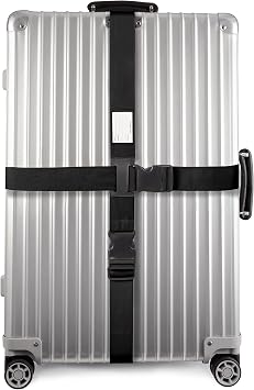 OW-Travel Personalised Cross Luggage Straps for Suitcases, Black, 1 Pack | Named cross suitcase straps and adjustable luggage belts for bags, cases, checked baggage with easy suitcase identification