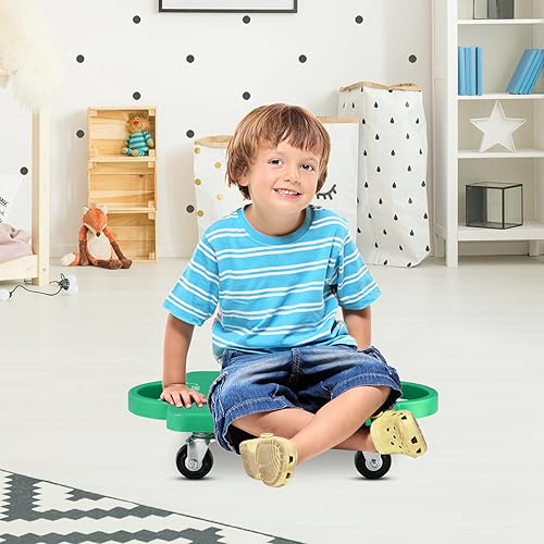 Miniatura 9 de Goplus Tabla de patineta para niños patineta de suelo sentado con asas ruedas universales que no dañan para clase de gimnasio 4 piezas para