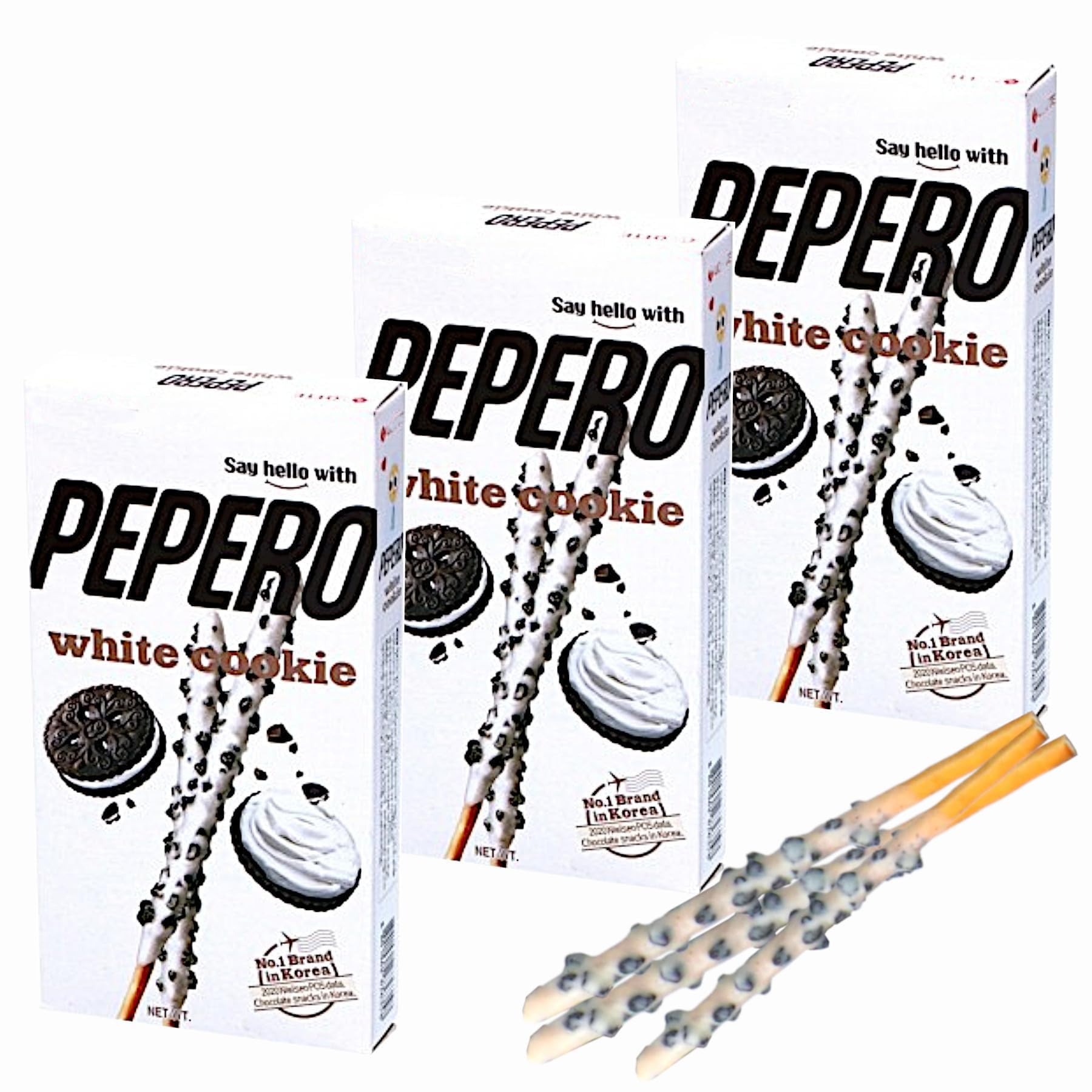White Cookie Biscuit Sticks 3 Pack Bundle - with Pepero 3 x 32g - Crispy, Creamy, and Crunchy Chocolate Snacks Delight - Ideal for Dunking, Sharing, Gifting or Indulging