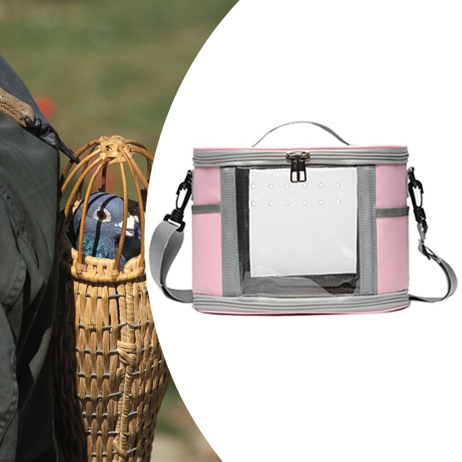 Generic Bird Carrier Bag Bird Travel Cage Small Animal Carrier Guinea Pig Carrier for Budgies, Sugar, Glider Small Pets Lovebirds, Pink S