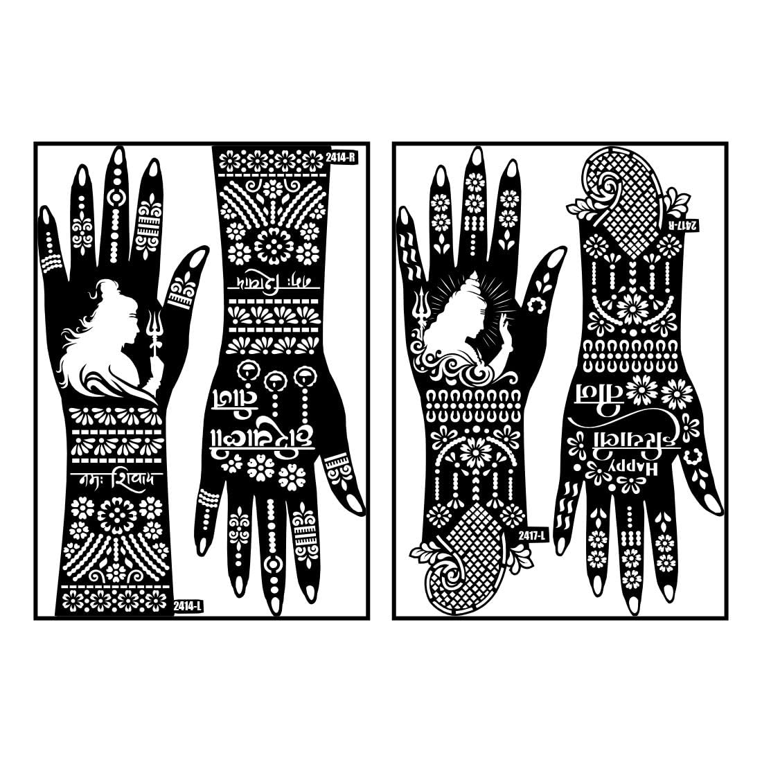 Lord Shiva Teej Pattern & Happy Hariyali Teej Design Mehndi Stencil Sticker Combo Pack For Women And Girl Hand-image-7