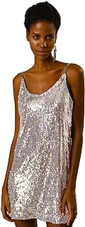 Mini Vestidos De Lentejuelas de Fiesta Escote en V Sexy sin Mangas para Mujer