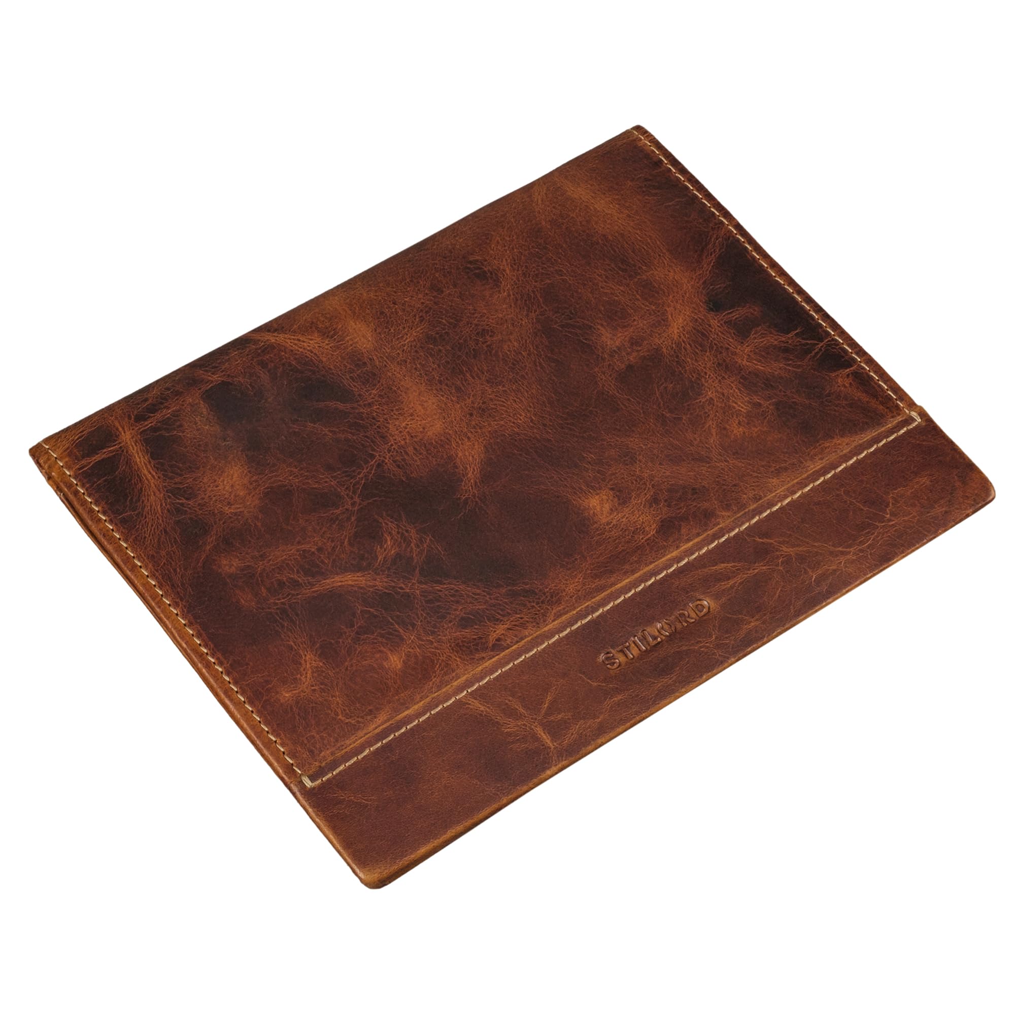 STILORD 'Bernhard' Porte-Documents A5 en Cuir Business Organisateur de Conférence Porte-Document en Cuir Véritable Pochette, Couleur:Cannes - Marron