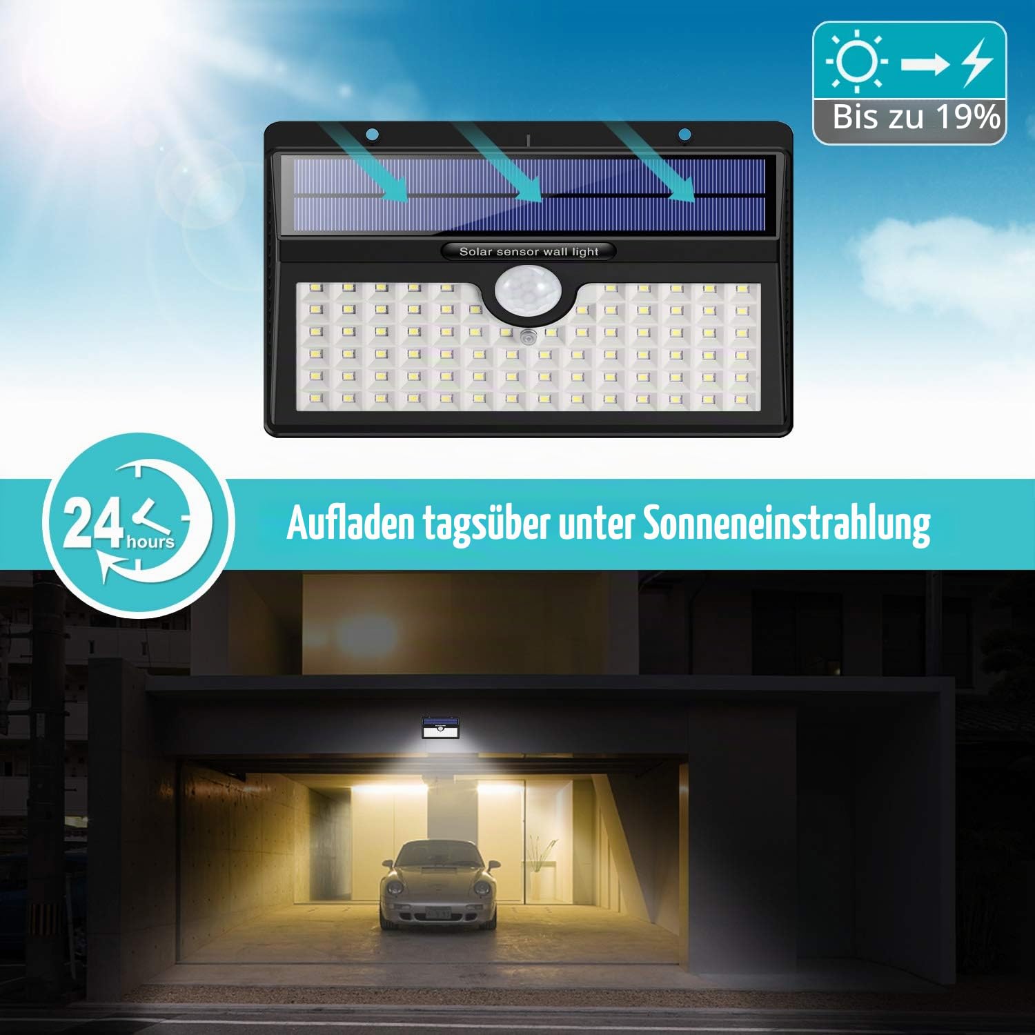 Solarlampe für Außen, [4 Stück] 78 LED Solarleuchte Außen 180° Superhelle Solarleuchte mit Bewegungsmelder Sicherheitswandleuchte 3 Modi wasserdichte Wandleuchte Garten