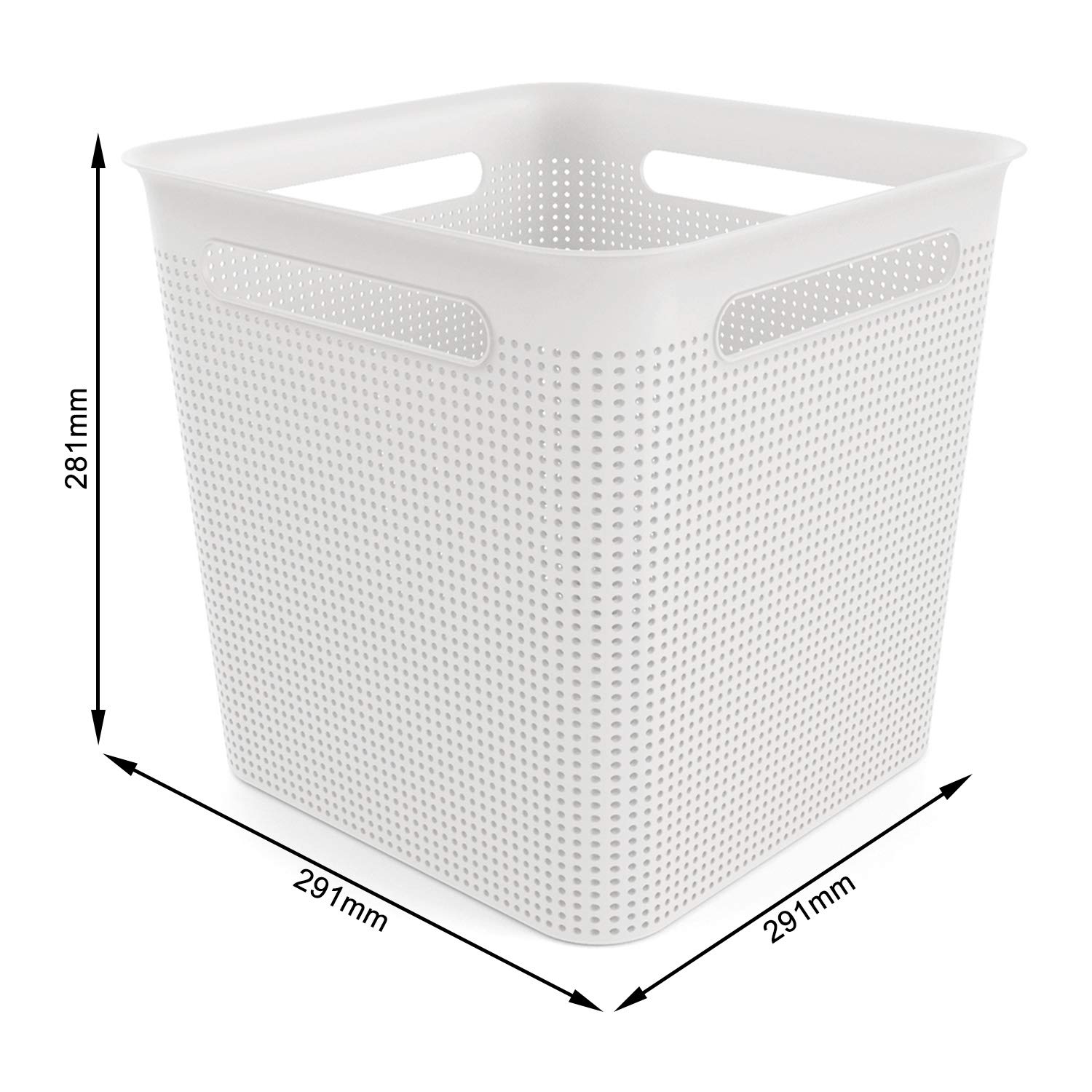 Rotho Brisen Scatola Quadrata con 4 Maniglie, Plastica (PP) senza BPA, Bianco, 18 L, 29.1 x 29.1 x 28.1 cm