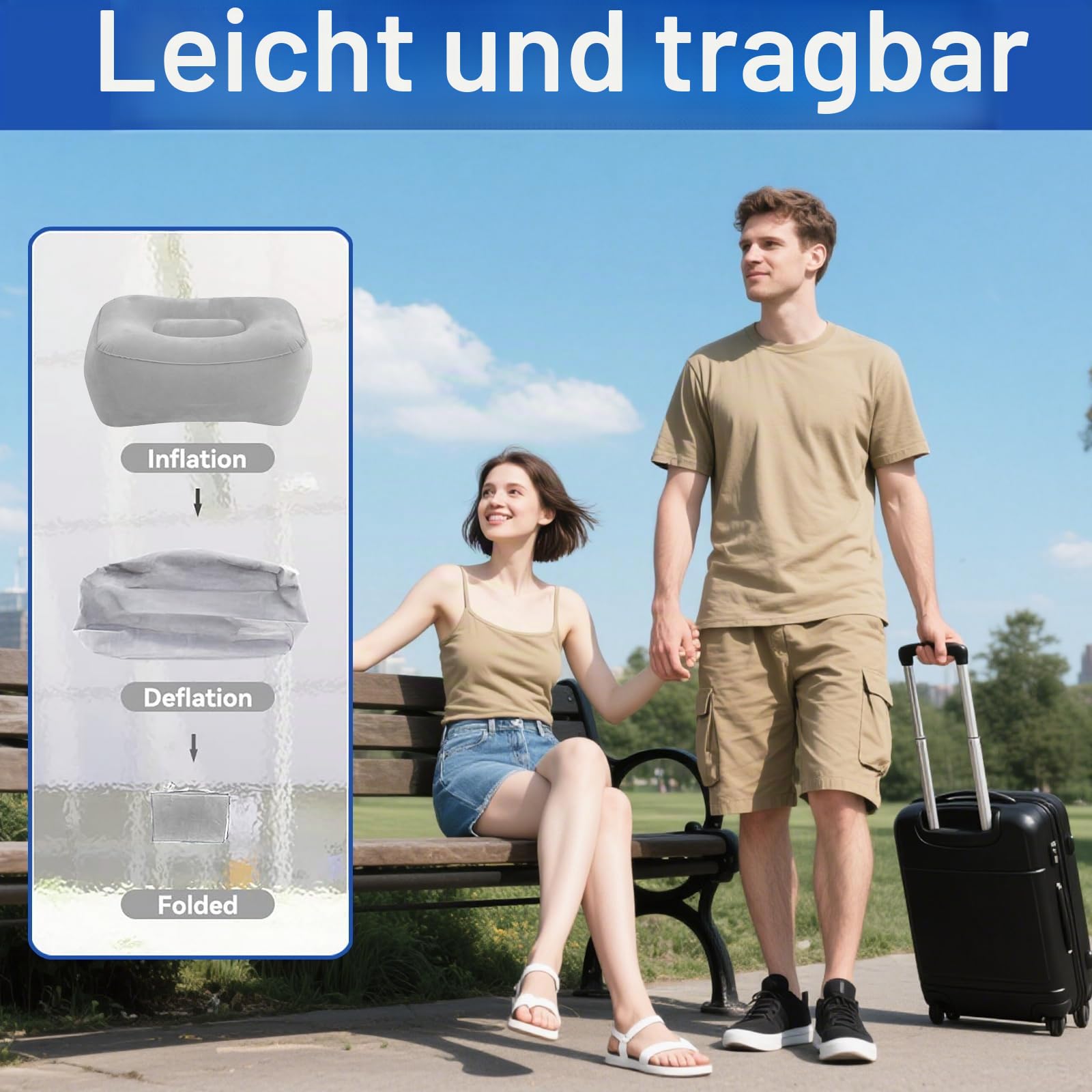 Aufblasbares Fußstützen Kissen für Reisen, Flugzeug-Fußstütze, Aufblasbare Fußstütze für Flugzeug, Tragbare Beinstützkissen für zu Hause Reduziert Schwellungen Und Verbessert Durchblutung