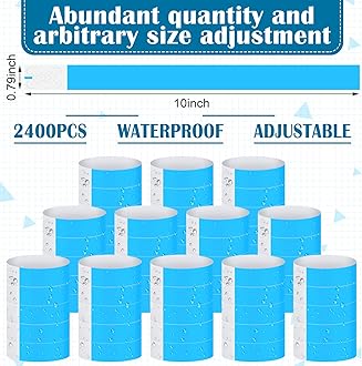 Tudomro 2400 Pack Neon Paper Wristbands Bulk - Waterproof, Lightweight, Adhesive - Concert, Events, Party for Hand Wrist Arm Identification(Blue)