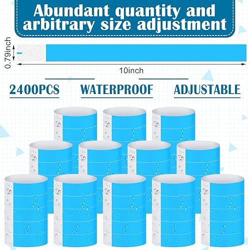 Vista 2 de Tudomro Paquete de 2400 pulseras de papel neón a granel, impermeables, ligeras, adhesivas, conciertos, eventos, fiestas para identificación de mano