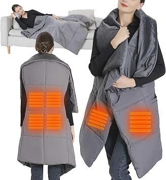 Heated Blanket Battery Operated, 43x54 Portable USB Heating Throw, 3 Levels Temperature, Cordless Electric Throw for Home, Office, Camping,Travel, Stadium, CarNo Battery