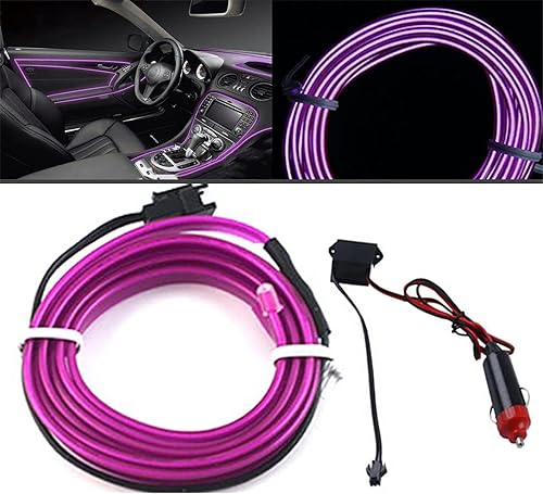 Vilihy 16.4ft de iluminación interior del automóvil, tira LED de cuerda de alambre EL, atmósfera automática, lámpara decorativa flexible de neón DIY