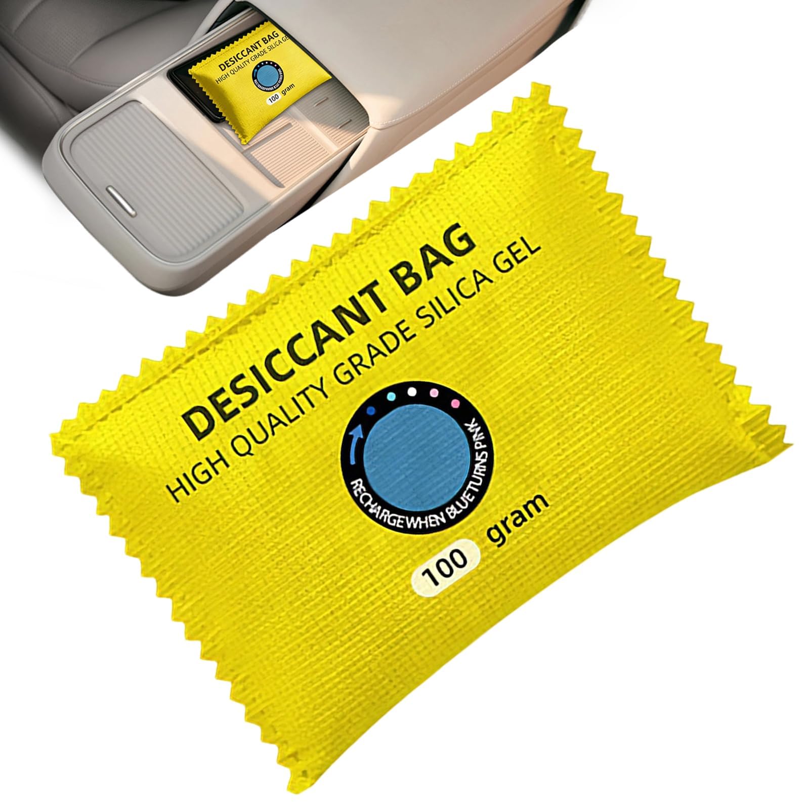 Muiltvoe Car Desiccant, Fast Reactivated Portable Silica Gel Absorber, 12x8cm Transparent Particles, Color Changing Window Dehumidifier for Closet Basement Car Truck RV SUV Storage Furniture