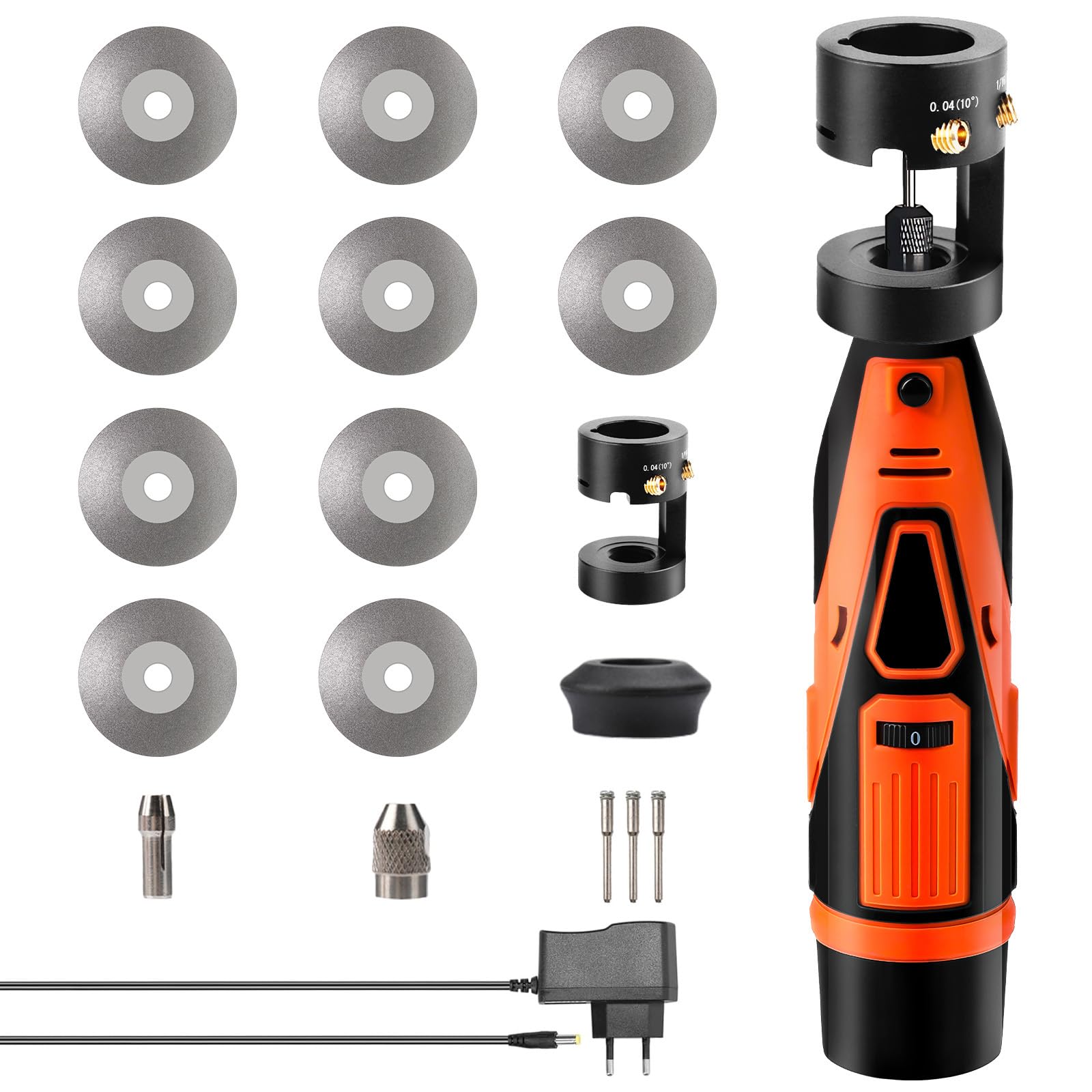 Set di affilatura elettrodi in tungsteno da 12 V, per saldatura TIG, 4 misure, 4 angoli, smerigliatrice in tungsteno senza fili per saldatura TIG con blocco abrasivo piatto, fessura di separazione