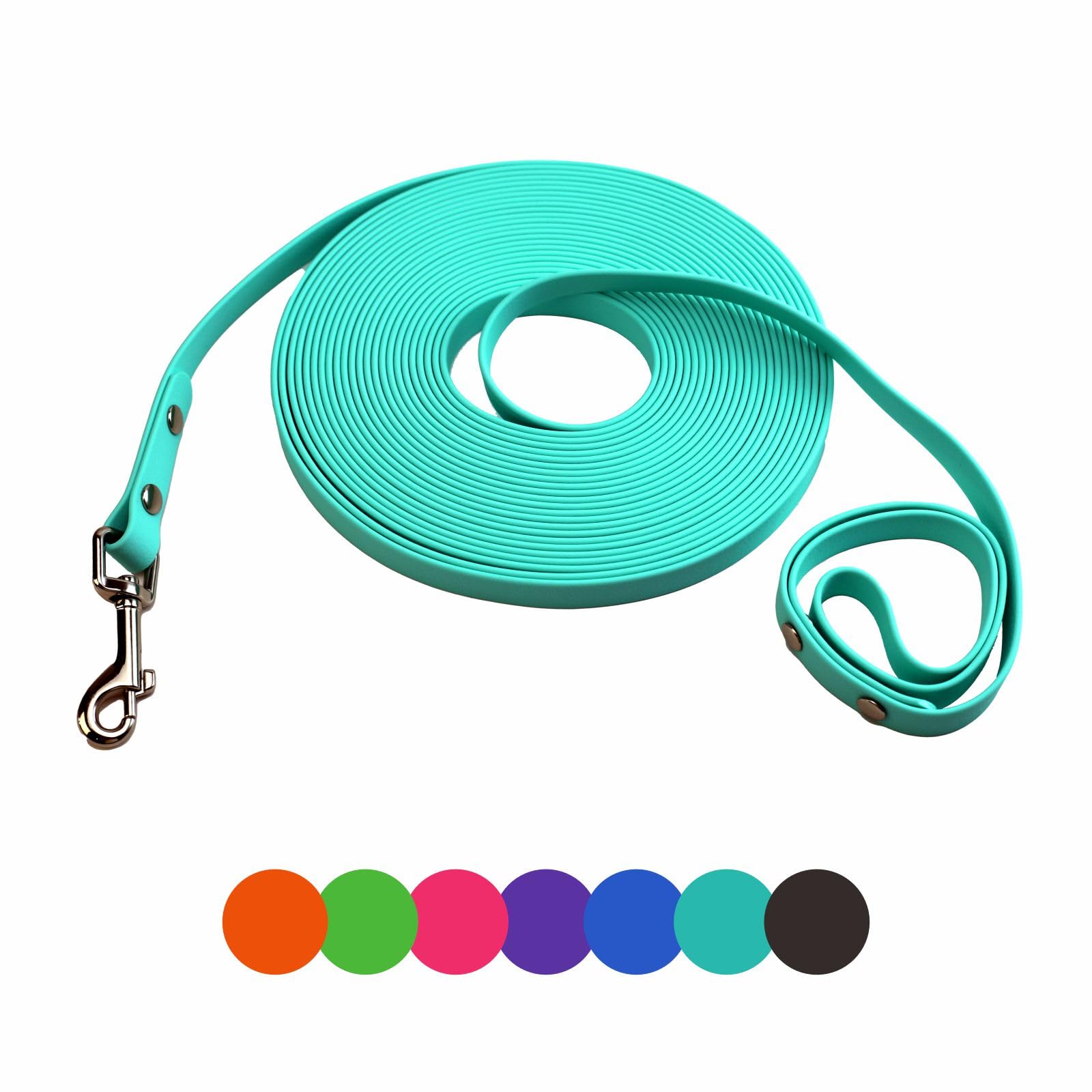 Dog Training Leash,Easy to Clean Waterproof Long Dog Leash, Heavy Duty Recall Dog Long Lead 6ft 10ft 15ft 30ft 50ft for Hiking,Yard, Beach and Swimming (Mint Green, 33FT)