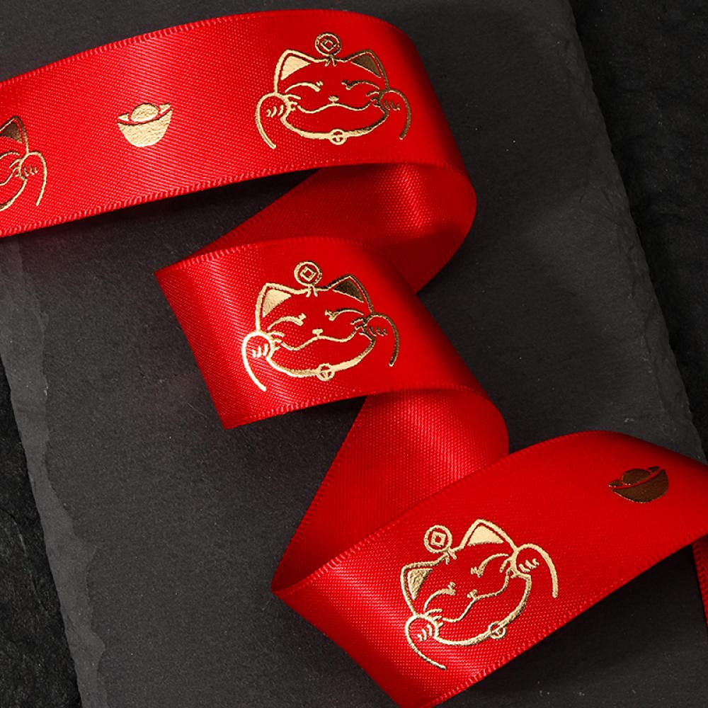 Ribbons For Gift Wrapping Ribbon For Fabric Satin Ribbons Lucky Cat Red Lottery Prezent Gift Box Packing Wstążka Ciasto Pieczenia Krawat Ręczne Diy Materiał Wstążka-Kwiaty Wiśni