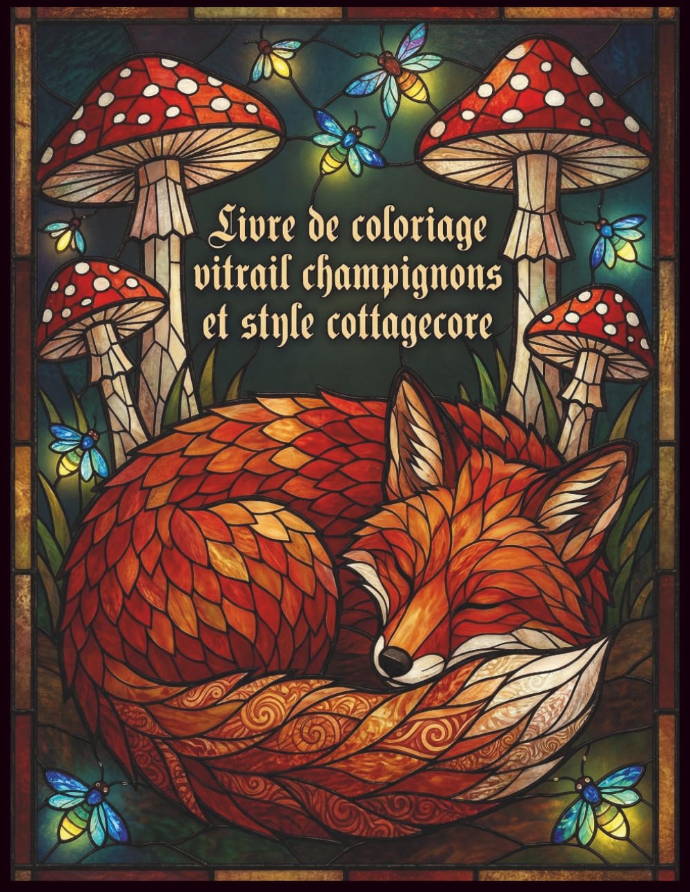 Livre de coloriage vitrail champignon et style cottagecore: Livre de coloriage anti-stress avec champignons style vitrail, paysages cottagecore, nature, fleurs et scènes apaisantes pour adultes