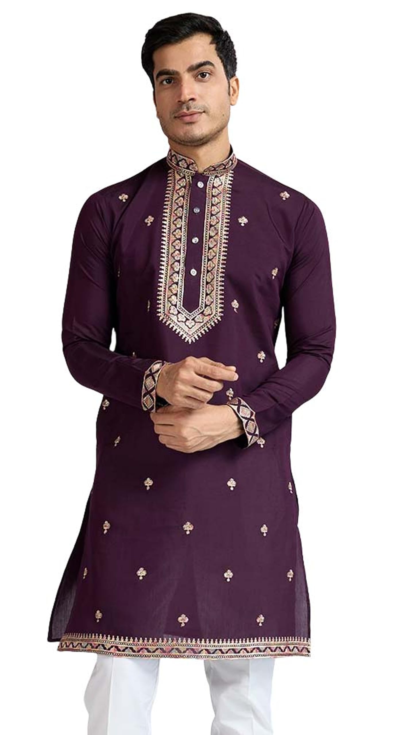 kalaanj Men's Embroidered Silk Kurta || Only Kurta (01-MK)-picture-19