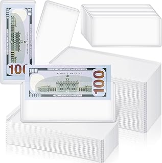 Yexiya 300 Pcs Dollar Bill Holders PVC Currency Holder Transparent Bill Sleeves Protector Case Supplies, 6.9 x 2.95 Inch (Pure)