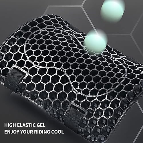 Miniatura 2 de Cojín de asiento de gel para motocicleta, cojín de asiento disponible para pasajeros traseros, estructura de panal transpirable, antideslizante,