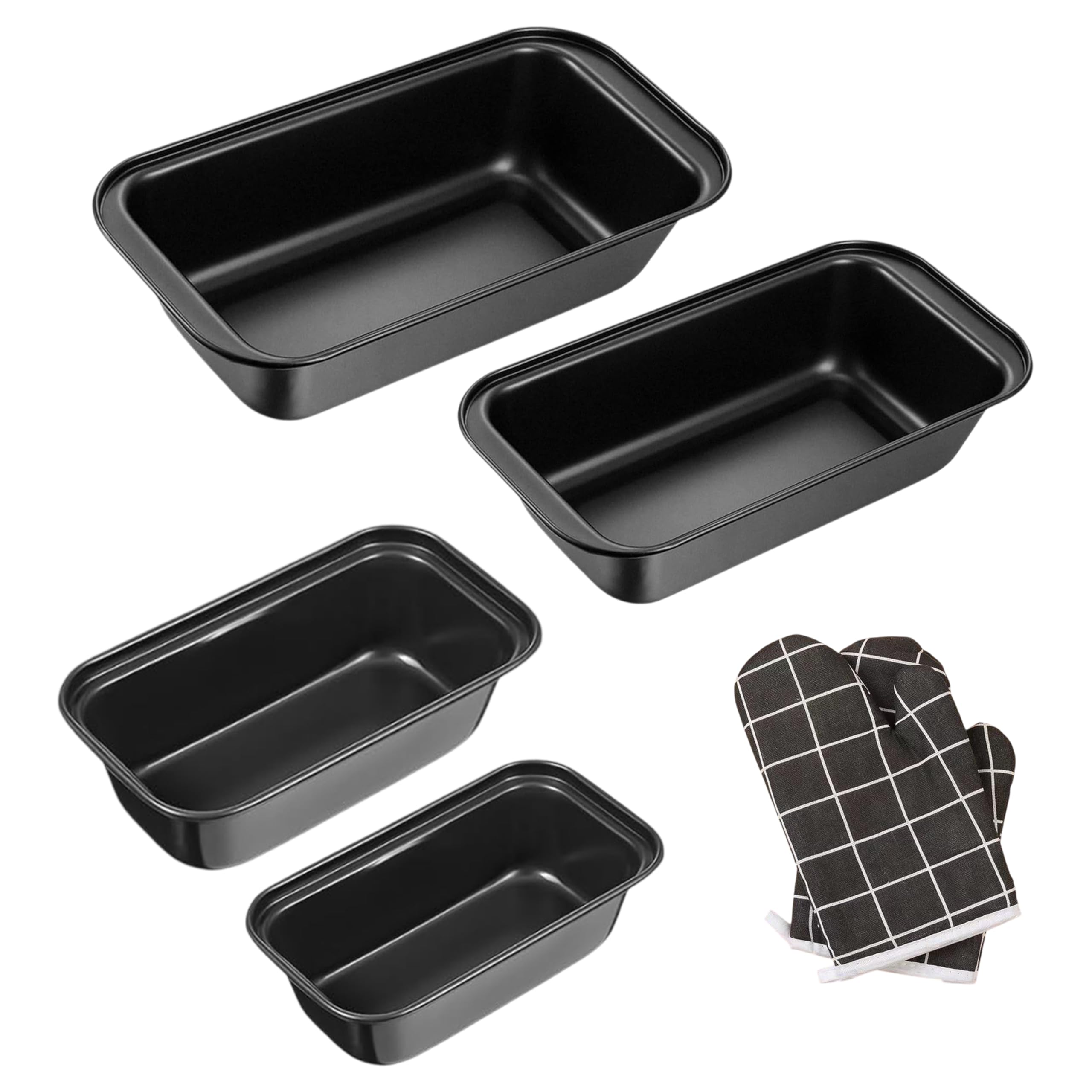 ALZIFAH Loaf Tin - 2lb Loaf Tin for Bread, Cake, Loaves and Sourdough Baking, 4-Pieces Nonstick Loaf Pan with 1 Glove - 27x15 cm Banana Bread Pan Tray - Oven and Dishwasher Safe