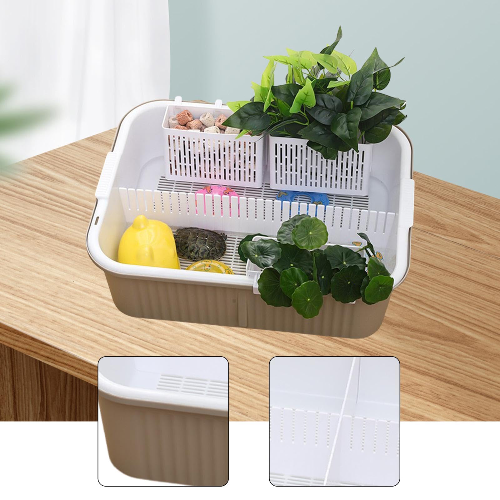 perfk Vasca per tartarughe, vasca per il bagno delle tartarughe, accessori, contenitore per cibo, contenitore per rettili, per l'allevamento di, Bianco