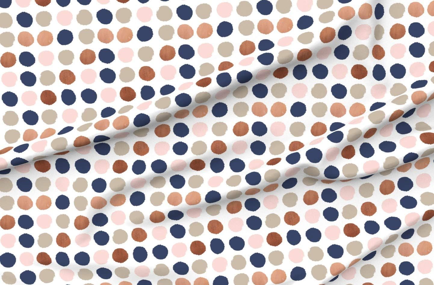 Spoonflower Fabric - Dots Rose Gold Navy Blue Taupe Blush Pink Big Polka Girls Room Neutral Printed on Organic Cotton Sateen Fabric by The Yard - Sewing Quilting Apparel Home Decor