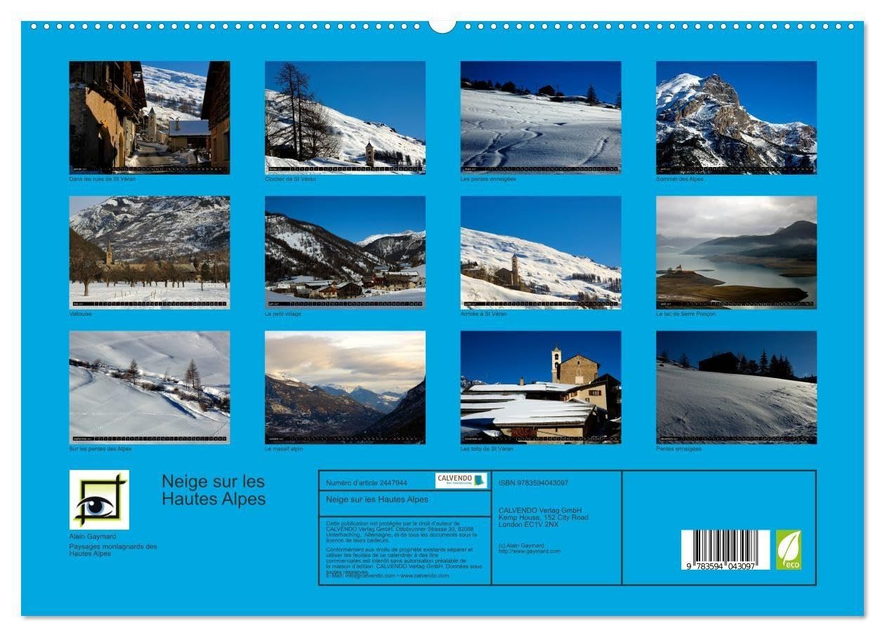 Neige sur les Hautes Alpes (Calendrier mural haut de gamme 2027 DIN A2 vertical), CALVENDO calendrier mensuel: Paysages des Hautes Alpes
