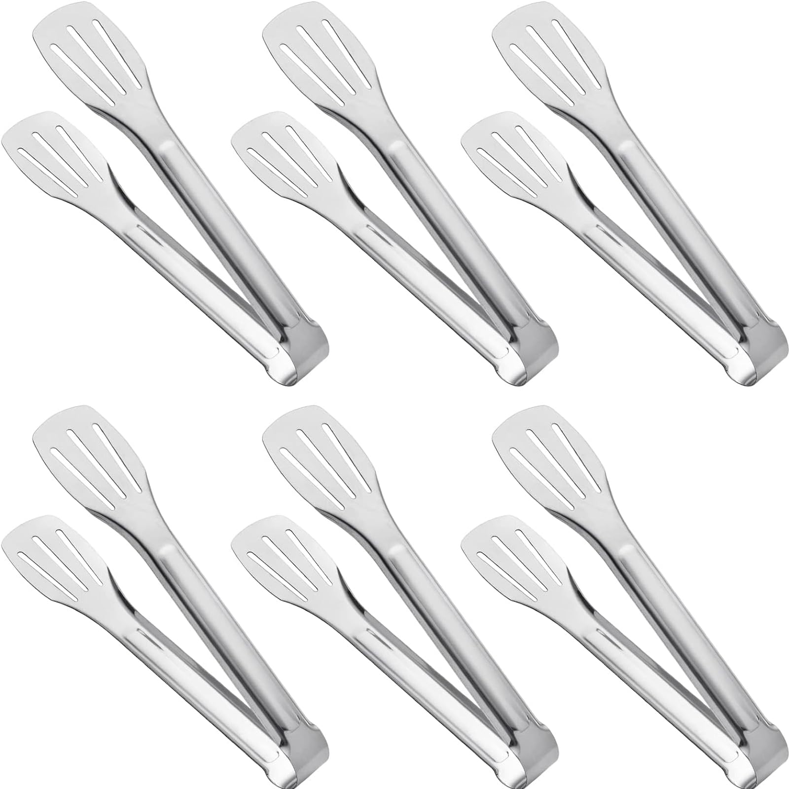 Paquete De 6 Pinzas De Cocina, Pinzas Para Buffet, Pinzas Pequeñas De Acero Inoxidable Para Servir, 7 Pulgadas, Para Alimentos, Ensaladas, Parrilla, Buffets Y Cocina, Diseño Seguro Con Bordes Lisos