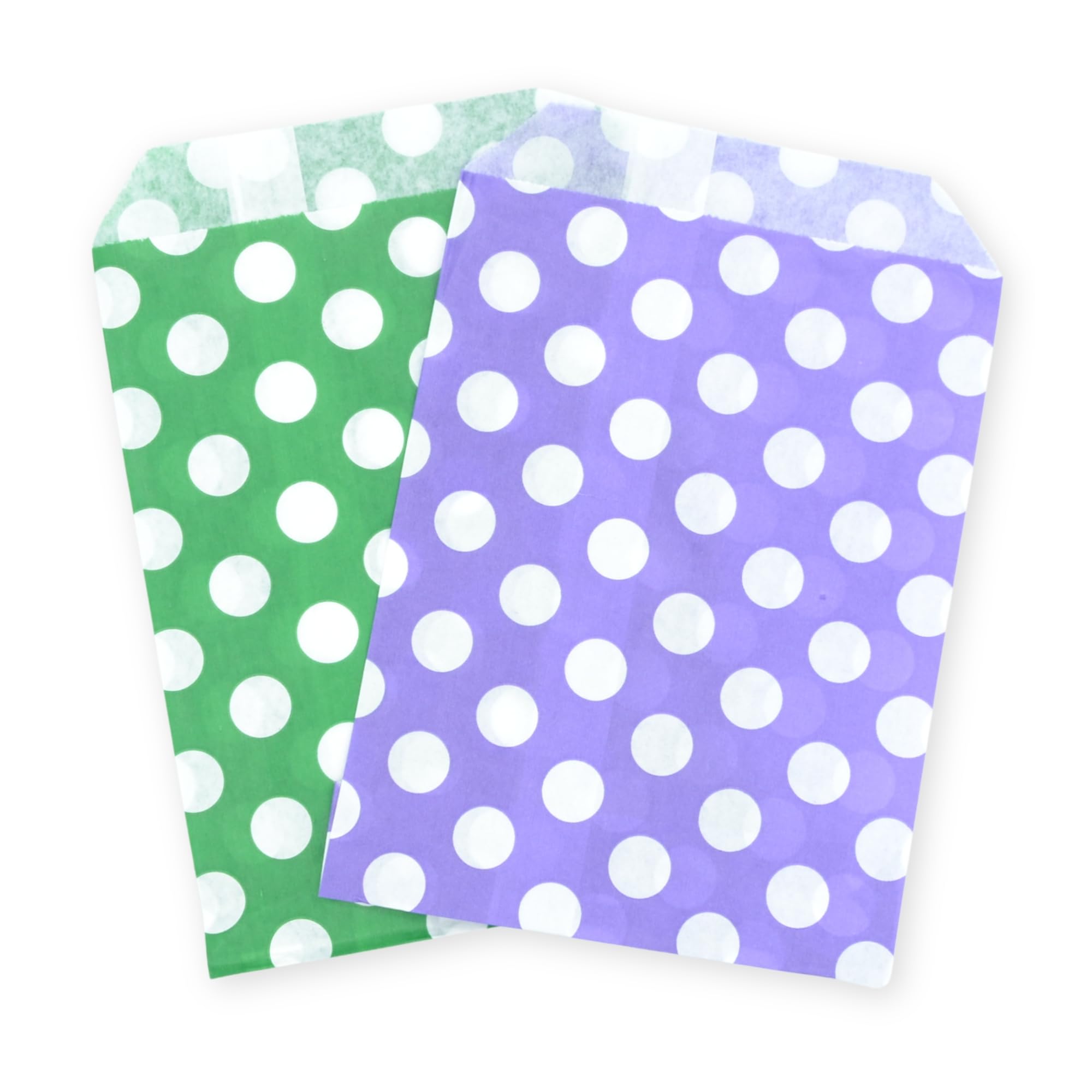 celloexpress 7" x 9" Green & Purple Polka Dot Paper Sweet Bags - Classic Confectionery Gift Shop Goodie Party Bags (Pack of 500)