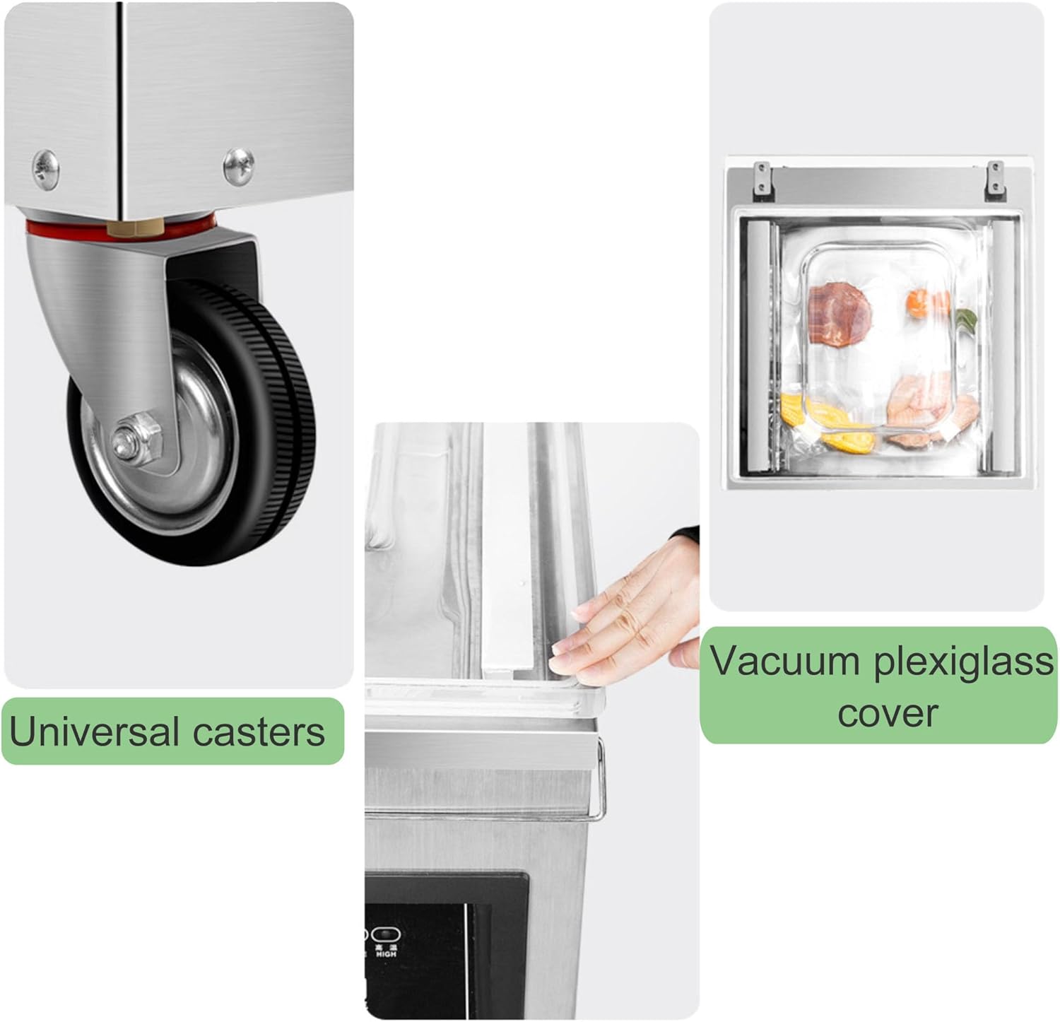 Vacuum Packaging Machine Single Chamber Commercial Vacuum Sealer Portable Stainless Steel Chamber Vacuum Sealing Machine for Food Saving Sealing Length 20inch DZ500