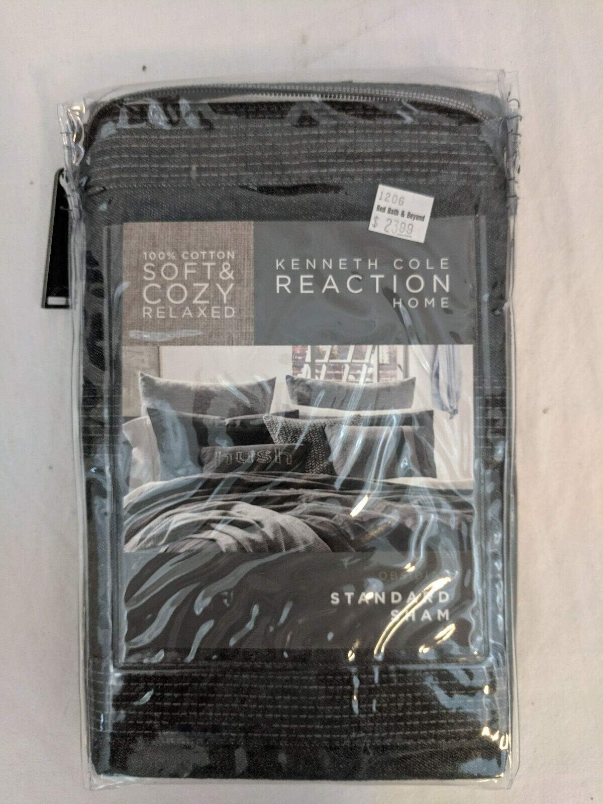 Kenneth Cole Reaction Home Standard Size Pillow Sham from The Obsidian Bedding Collection in a Dark Grey Color