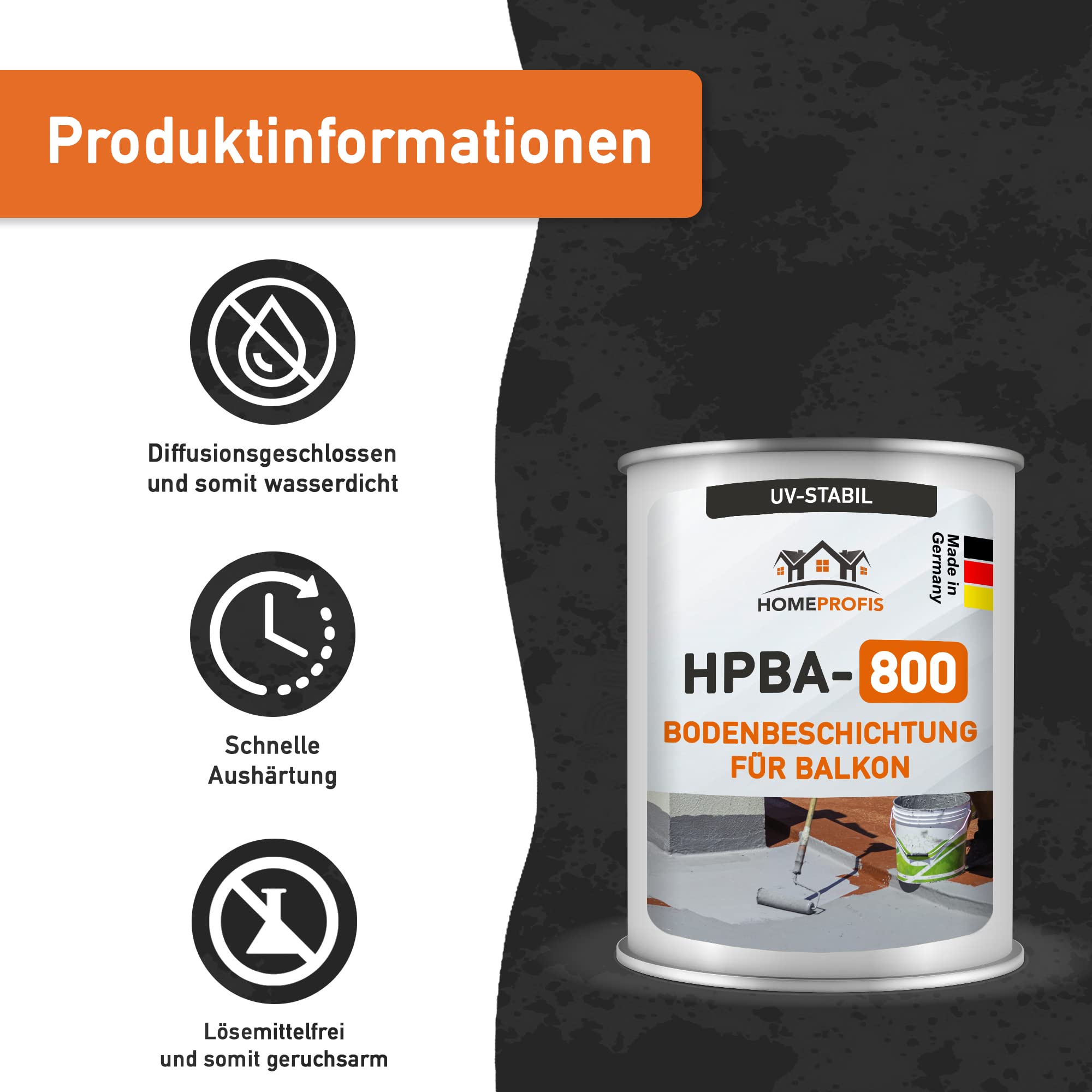 Home Profis® HPBA-800 matte UV-beständige 1K Bodenfarbe (5m²) für Balkon & Terrasse in RAL 7036 (Platingrau) – Wasserdichte Bodenbeschichtung, Bodenlack, diffusionsgeschlossen
