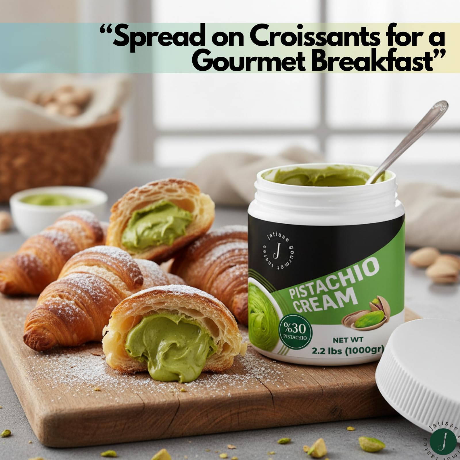 Jatisse Pistachio Cream 17 6oz 30 Antep Pistachio Butter Spread No Palm Oil Sweet Natural Cream for Dubai — view 4
