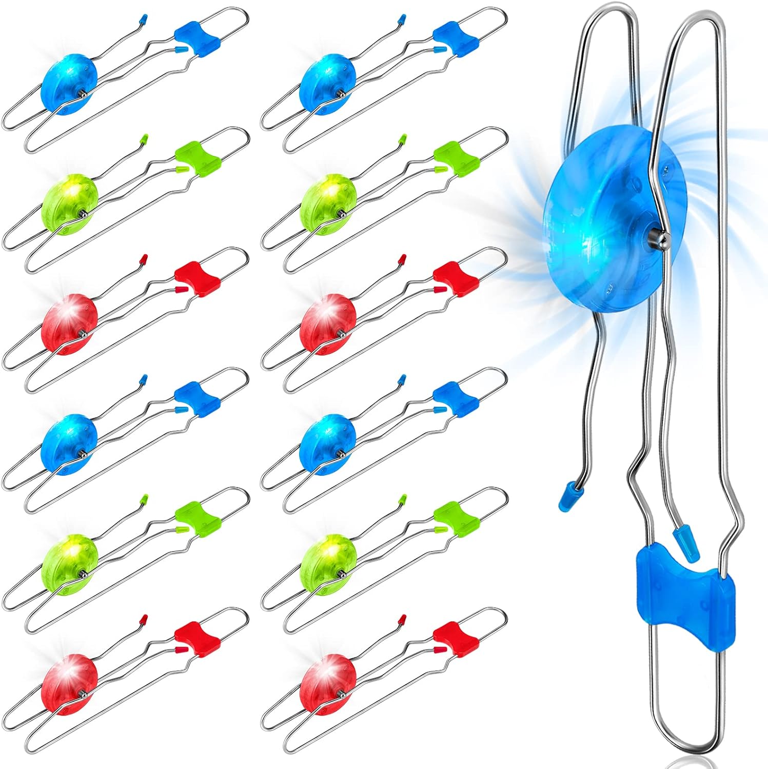 Jerify 12 Pcs Light Magnetic Stocking Stuffers Gyro Wheels Set Retro Toys Rail Vintage Fidget Toy Sensory Fun Gift with Wheel and Flashing LED for Adult, 10.24 x 1.97 x 1.38 Inch, 3 Colors