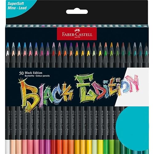 Faber-Castell Black Edition Colored Pencils: 50 Classic - Classic - 1 Count (Pack of 50)