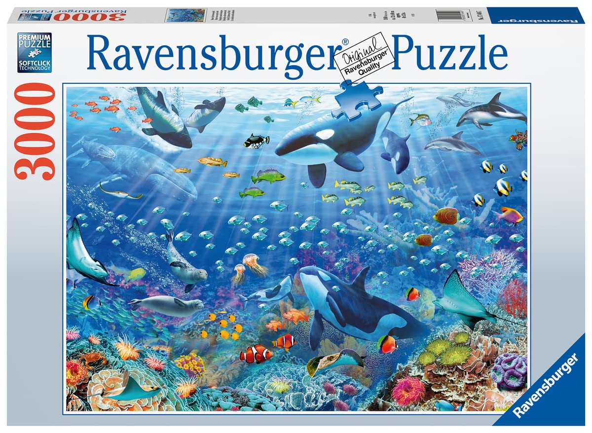 Ravensburger - Puzzle: Mundo Submarino, Puzzle 3000 Piezas, Puzzles para Adultos y Niños, Puzzle 3000 Piezas Adultos, Pegamento Puzzle para Enmarcar, Rompecabezas Adultos, Animales Marinos, 121x80cm