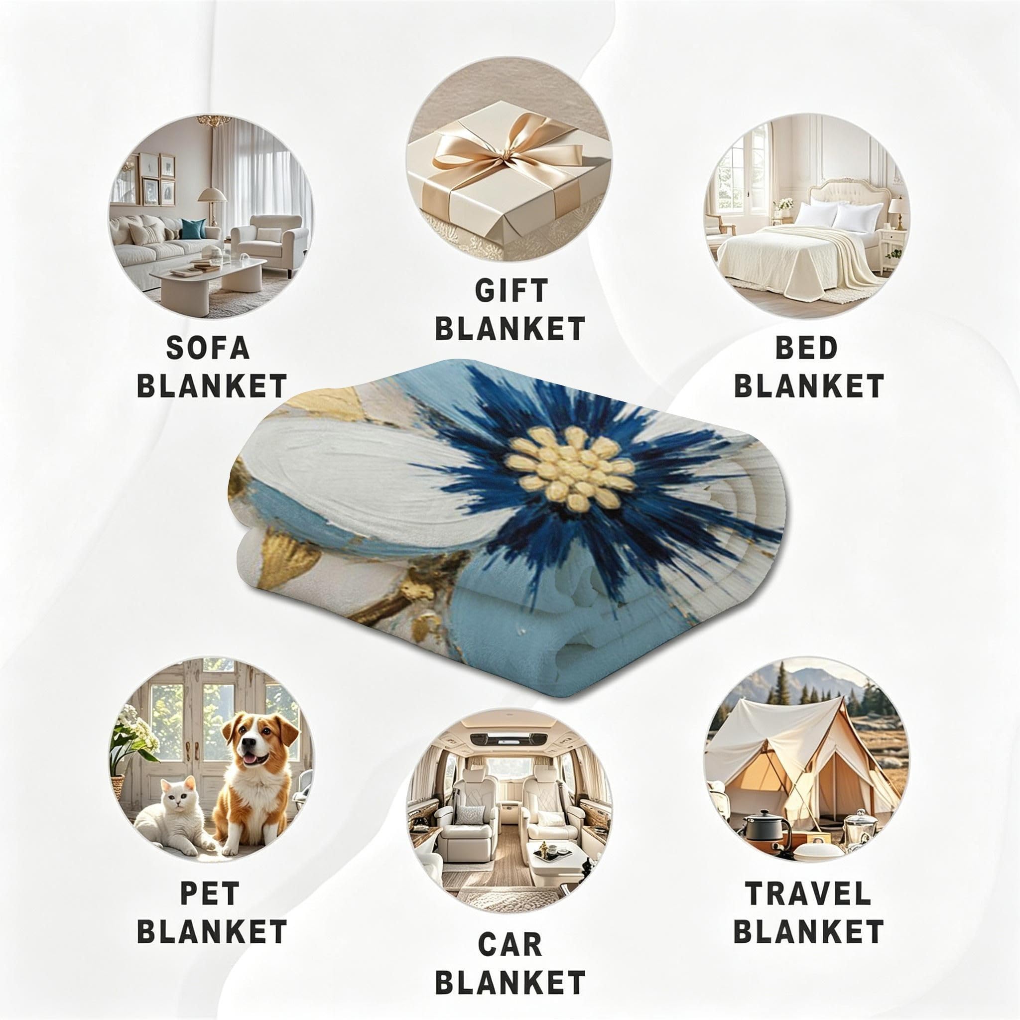 Coperta Pile Matrimoniale 240x260 cm Quadro Blu, Coperta XXL Super Morbida Multiuso Come Copriletto o Plaid da Salotto, Calda e Leggera, Protezione dal Freddo, AW7134