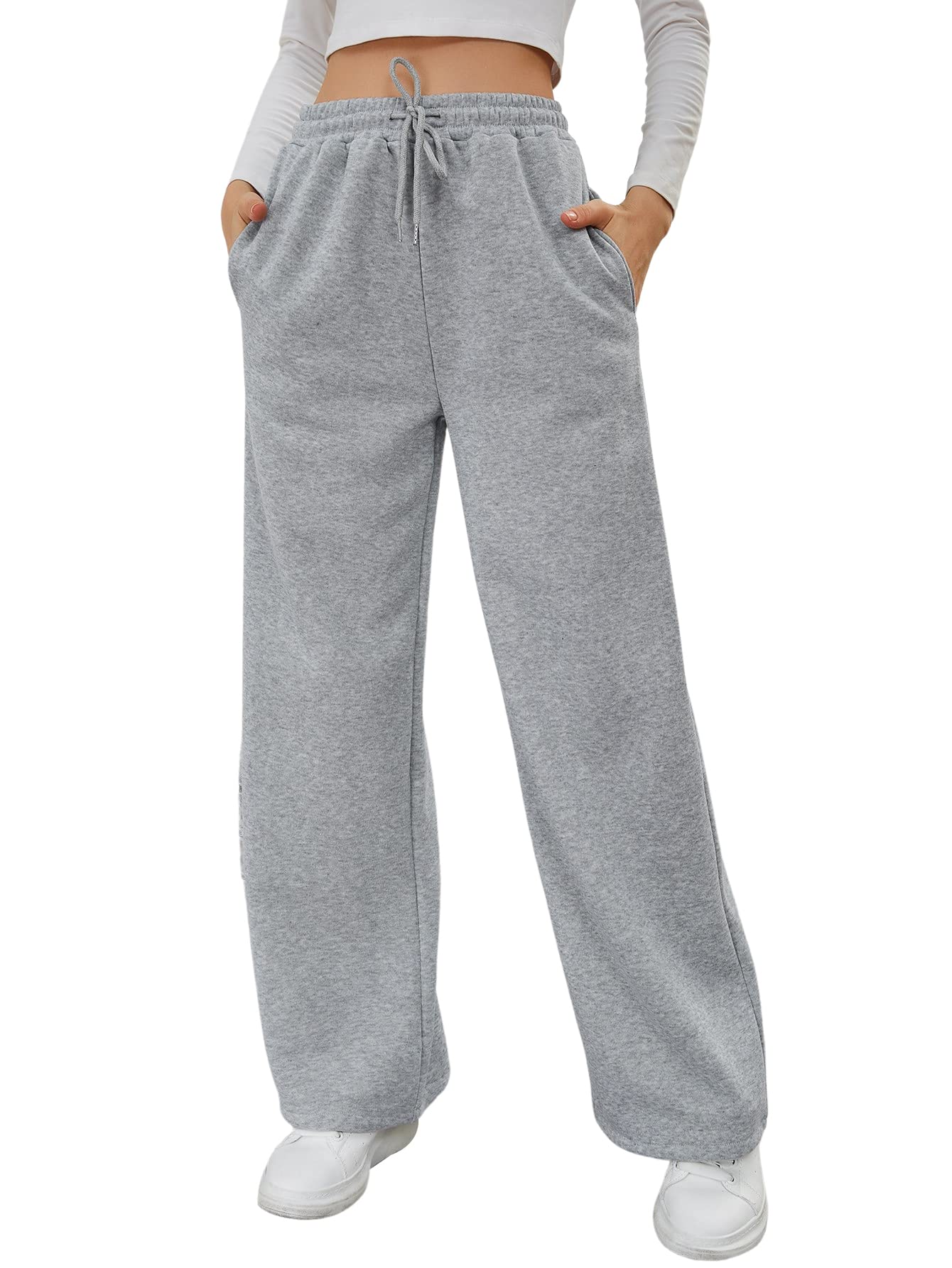SOLY HUXWomen's Drawstring Elastic High Waisted Sweatpants with Pocket