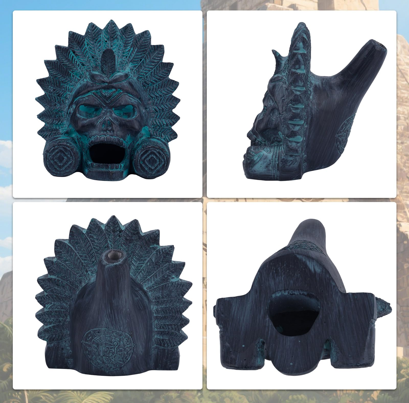 Fischietto Della Morte Azteco, Il Più Forte da 125+ Decibel in Ceramica con Teschio di Demone Fischietto da Guerra Aztecos Autentico Silbato Azteco per Scherzi di Halloween Festival Messicano