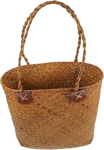 STOBAZA Vintage Picnic Basket Pet Carrier Bag Picnic Basket for Kids Easter Egg Basket Vintage Flower Girl Basket Wedding Flower Basket Rustic Woven