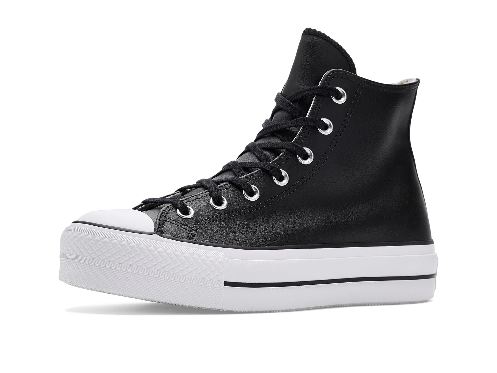 Converse All Star Lift Hi Trainers Black White White Leather - 7.5 UK