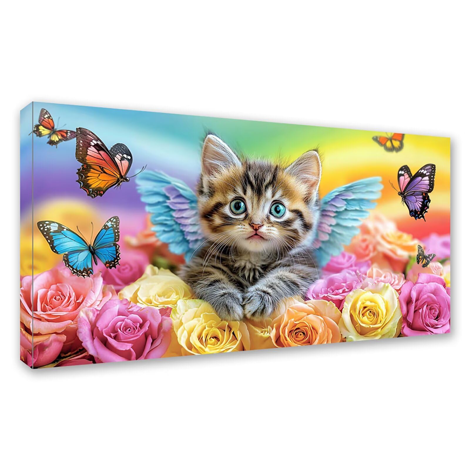 Diamond Painting Grande 160x80cm Gato Diamond Painting Adultos, DIY Flor Pintura de Diamante Manualidades Adultos, 5D Cuadrado Rhinestone Bordado Punto de Cruz Art para Home Decoration Regalo 0J-225