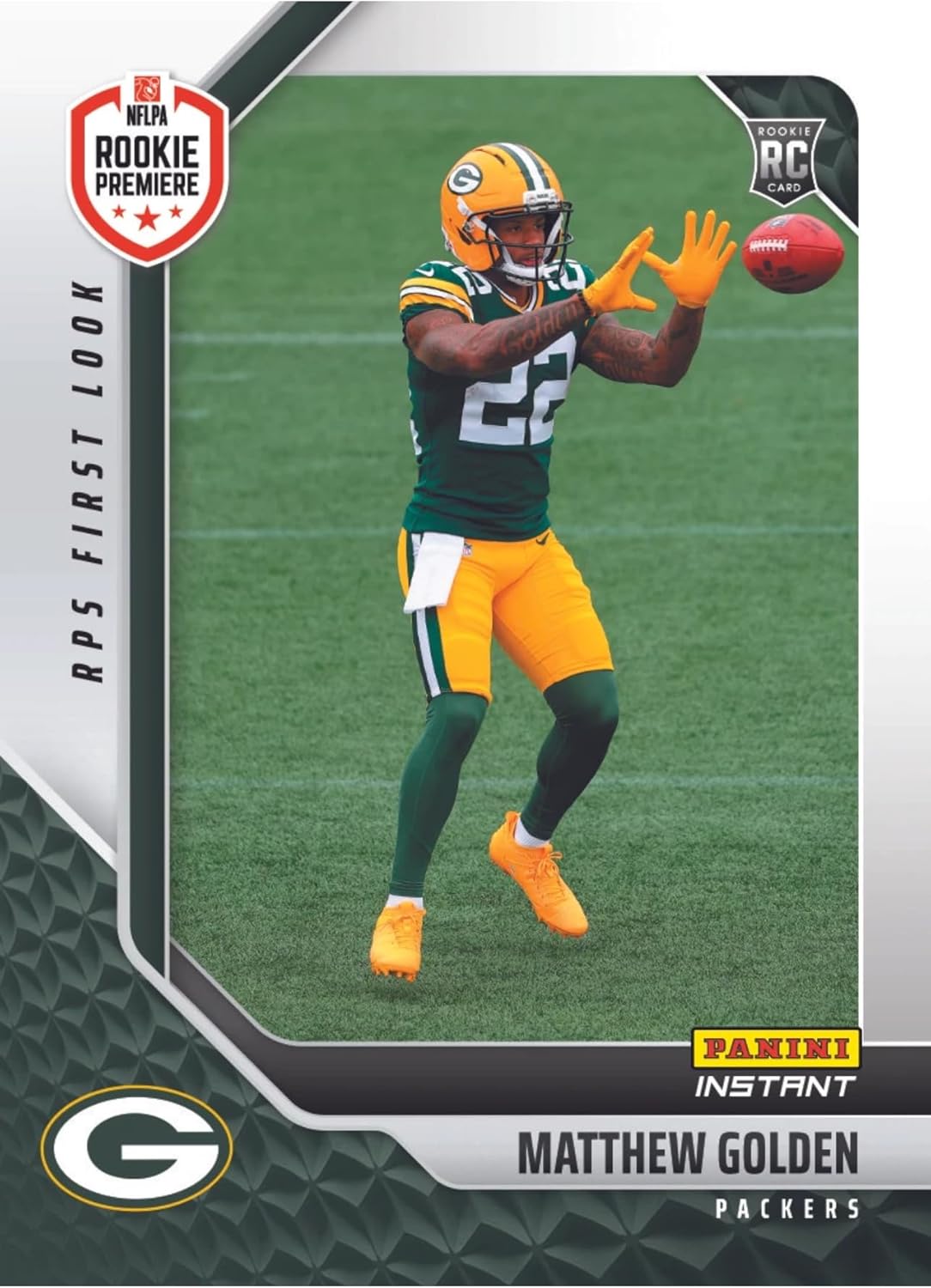 2025 Panini Instant Matthew Golden RC #RPSFL-21 - First Look -Packers Rookie Football Trading Card- Green Bay - Each Card Stamped 1 of 836 on back. Shipped in Protective Screwdown Holder!