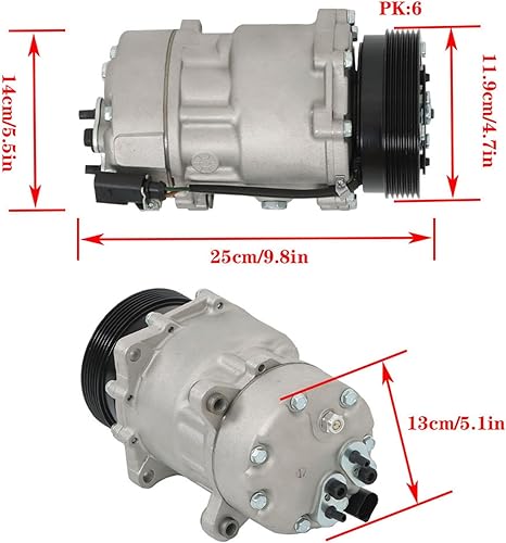 Miniatura 2 de GXYWADY Compresor A/C con embrague Reemplazo para TT 2000-2006 Reemplazo para Jetta Golf Beetle 2001-2005